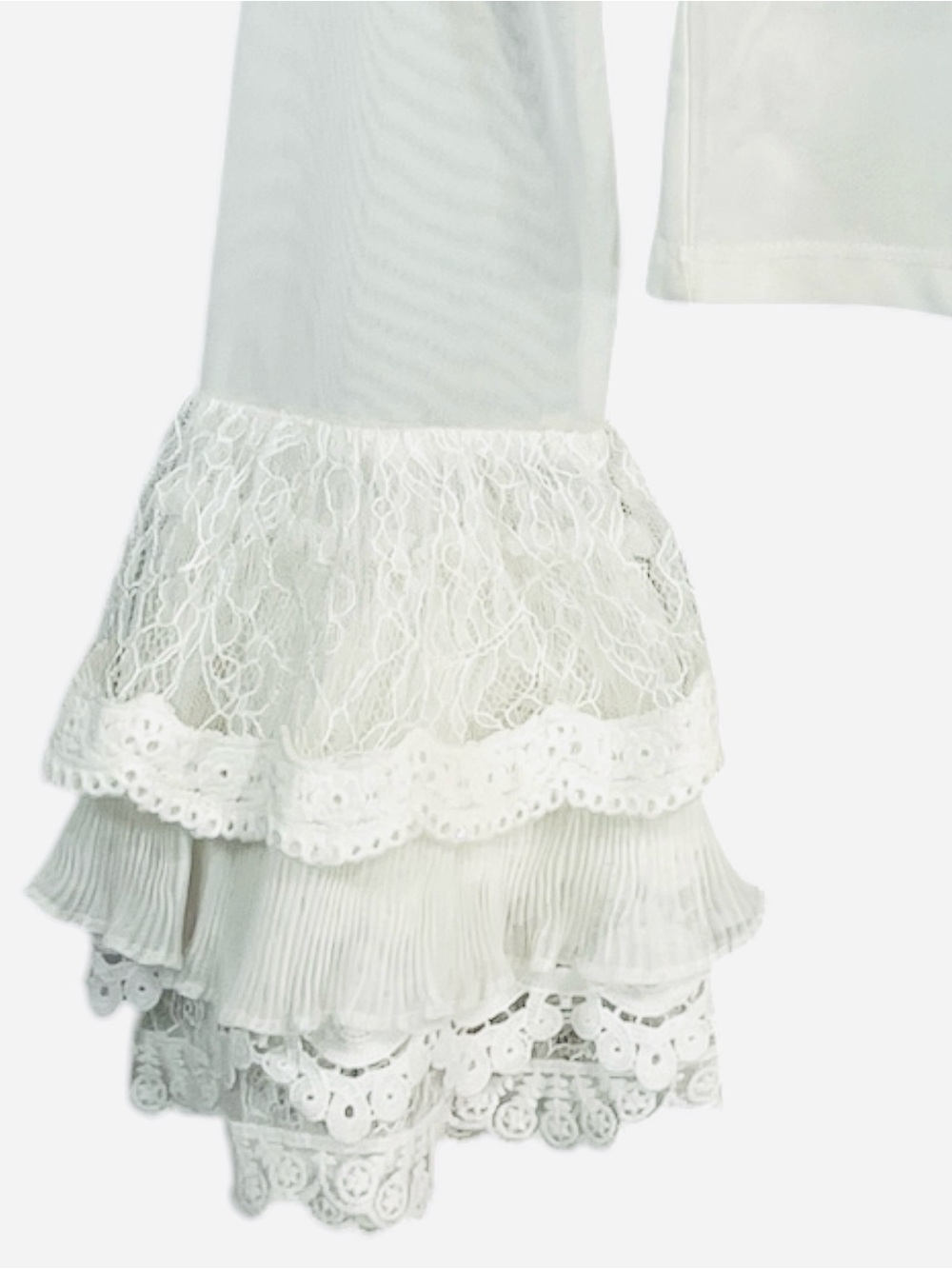 NWT Alice + Olivia Delaina Long Sleeve Top With Ruffle Cuff size Small in White - Picture 6 of 9